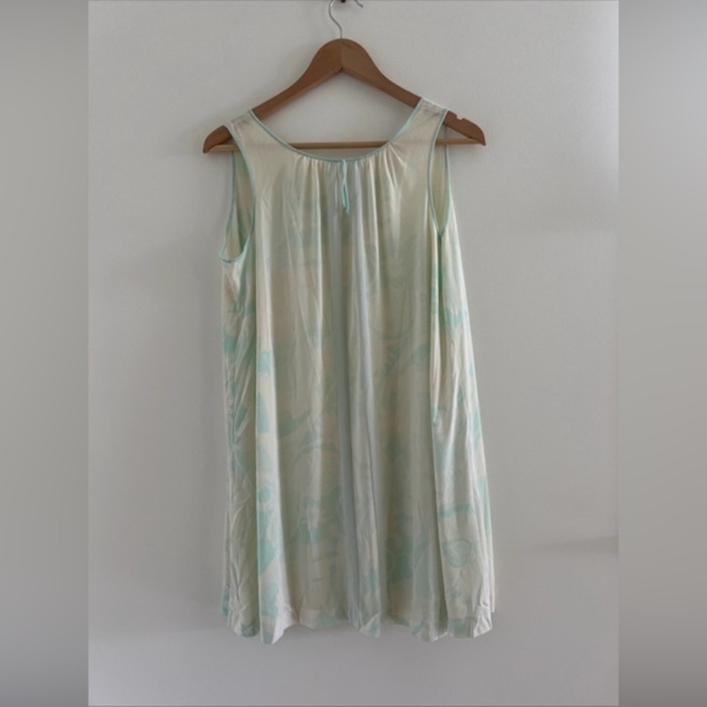 Vintage Lorraine Nightgown  Small  Blue Aqua White Soft Nylon